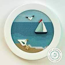 Just Another Button Company - Sail Away with Buttons-Just Another Button Company - Sail Away, sailboat, ocean, waves, seagull, seashells, sand, beach, cross stitch