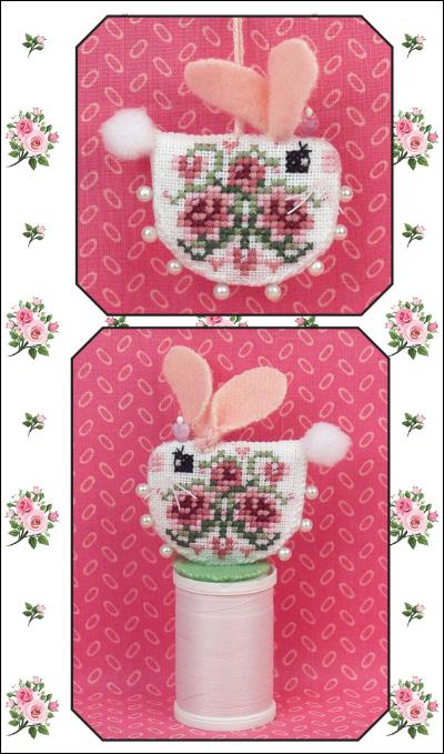 Just Nan - 2024 Ornament Shop - Rose Heart Bunny - Limited Edition Release-Just Nan - 2024 Ornament Shop - Rose Heart Bunny - Limited Edition Release, Easter, spring, pink, cross stitch 