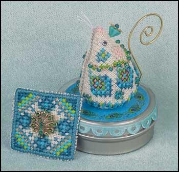 Just Nan - Plumed Peacock Mouse Mouse on a Tin Limited Edition Series I-Just Nan - Plumed Peacock Mouse Mouse on a Tin Limited Edition Series I, pin cushion, needlebook, needles, needle tin, cross stitch 