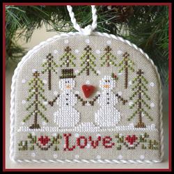 Country Cottage Needleworks - Classic Collection - 03 - Snow Love-Country Cottage Needleworks, Classic Collection,Snow Love, Ornament, Christmas, Snowman, snowlady, love, snowing, Cross Stitch Pattern
