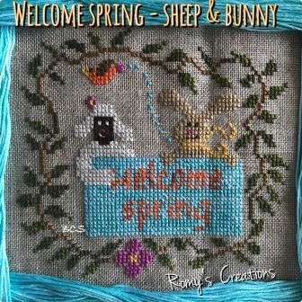 Romy's Creations - Welcome Spring - Sheep & Bunny-Romys Creations - Welcome Spring - Sheep  Bunny, spring, Easter, flowers, animals, cross stitch,  