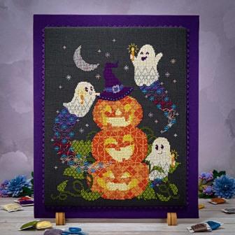 Counting Puddles - Spook-tackular Party-Counting Puddles - Spook-tackular Party, Halloween, pumpkins, ghosts, moon, trick or treat, scary, cross stitch