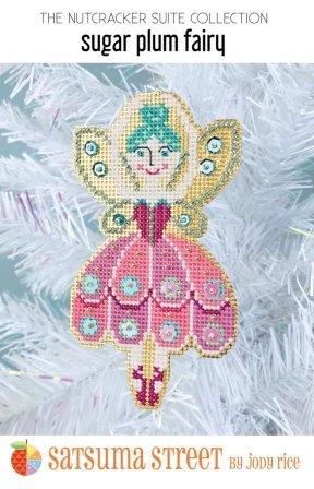 Satsuma Street - Nutcracker Suite - Sugar Plum Fairy Nutcracker Ornament-Satsuma Street - Nutcracker Suite - Sugar Plum Fairy Nutcracker Ornament, beading, Christmas play, ornament, cross stitch  